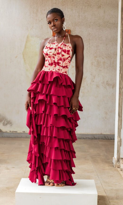 ROBE MAXI SENAM-ROUGE